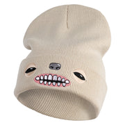 Fugly Doll Face Logo Embroidered 12" Long Knitted Beanie - Birch OSFM