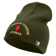 U.S. Army 5th Infantry Division Symbol Embroidered 8 Inch Solid Knit Short Beanie Made in USA - Olive OSFM
