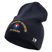 U.S. Army 9th Infantry Division Symbol Embroidered 8 Inch Solid Knit Short Beanie Made in USA - Navy OSFM