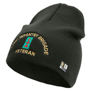 U.S. Army 32nd Infantry Brigade Symbol Embroidered 8 Inch Solid Knit Short Beanie Made in USA