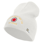 U.S. Army 37th Infantry Brigade Combat Team Symbol Embroidered 8 Inch Solid Knit Short Beanie Made in USA - White OSFM