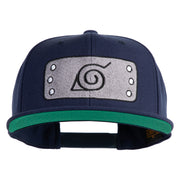 Anime Ninja Headband Embroidered Wool Blend Prostyle Snapback Cap - Navy OSFM