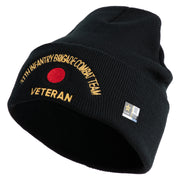 U.S. Army 37th Infantry Brigade Combat Team Logo Embroidered 12 Inch Solid Knit Cuff Long Beanie Made in USA - Black OSFM