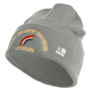 U.S. Army 42nd Infantry Division Logo Embroidered 12 Inch Solid Knit Cuff Long Beanie Made in USA - Dk-Ash OSFM