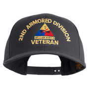 U.S. Army 2nd Armored Division Embroidered Retro Cotton Blend Snapback Cap - Charcoal OSFM
