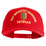 U.S. Army 1st Infantry Division Embroidered Retro Cotton Blend Snapback Cap - Red OSFM