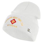 U.S. Army 45th Infantry Brigade Combat Team Logo Embroidered 12 Inch Solid Knit Cuff Long Beanie Made in USA - White OSFM
