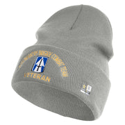 U.S. Army 76th Infantry Brigade Combat Team Logo Embroidered 12 Inch Solid Knit Cuff Long Beanie Made in USA - Dark-Ash OSFM