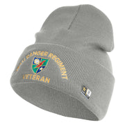 U.S. Army 75 Ranger Regiment Logo Embroidered 12 Inch Solid Knit Cuff Long Beanie Made in USA