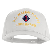 U.S. Marine Corps 1st Marine Division Embroidered Solid Cotton Twill Pro Style Cap - White OSFM