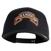 U.S. Army 1st Ranger Battalion Embroidered Retro Cotton Blend Snapback Cap - Black OSFM
