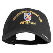U.S. Army 48th Infantry Brigade Combat Team Embroidered Washed Solid Pigment Dyed Cotton Twill Brass Buckle Cap - Black OSFM
