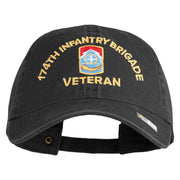 U.S. Army 174th Infantry Brigade Embroidered Washed Solid Pigment Dyed Cotton Twill Brass Buckle Cap - Black OSFM