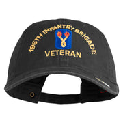 U.S. Army 196th Infantry Brigade Embroidered Washed Solid Pigment Dyed Cotton Twill Brass Buckle Cap - Black OSFM