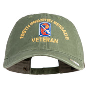 U.S. Army 198th Infantry Brigade Embroidered Washed Solid Pigment Dyed Cotton Twill Brass Buckle Cap - Olive OSFM