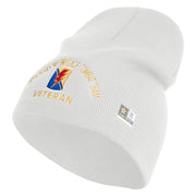 U.S. Army 79th Infantry Brigade Combat Team Symbol Embroidered 8 Inch Solid Knit Short Beanie Made in USA - White OSFM