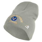 U.S. Army Air Force Symbol Embroidered 8 Inch Solid Knit Short Beanie Made in USA - Dk-Ash OSFM