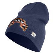 U.S. Army 1st Ranger Battalion Symbol Embroidered 8 Inch Solid Knit Short Beanie Made in USA - Navy OSFM