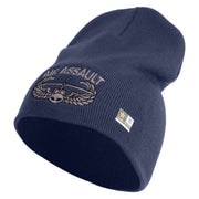 U.S. Army Air Assualt Badge Symbol Embroidered 8 Inch Solid Knit Short Beanie Made in USA - Navy OSFM