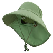 UPF 50+ Wide Brim Sun Hat With Neck Flap - Cactus M-L