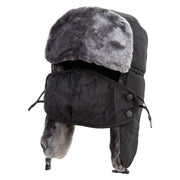 Men's Faux Fur Trooper Hat - Black-Silver OSFM