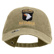 Licensed 101st Airborne Retired Embroidered Washed Solid Pigment Dyed Cotton Twill Brass Buckle Cap - Khaki OSFM