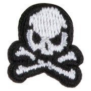 Extra Small Skull Halloween Embroidered Iron On Patch - Black White OSFM