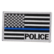 USA Flag Police Silver Blue Patch - Flag Police OSFM