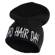 Bad Hair Day Wording Designed Beanie - Black OSFM