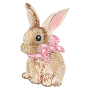 Bunny Easter Embroidered Iron On Patch Applique - Brown OSFM