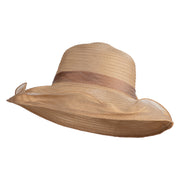 Women's 4" Brim Ruffle Edge Organza Hat with Oversized Flower in Size Small - Bronze OSFM