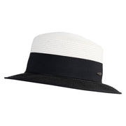UPF 50+ Toyo Braid 2.5" Brim Top Hat - White/Black OSFM