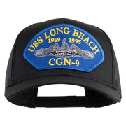 USS Long Beach 1959 1995 CGN - 9 Submarine Blue Patched Solid Cotton Twill Mesh Prostyle Cap - Black OSFM