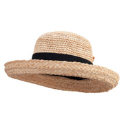 Women's Crochet Crown Braided Brim Hat - Natural OSFM