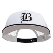 Old English B Embroidered Big Size Premium Flat Bill Trucker Cap - Black-White XL-3XL