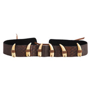 Toothed Faux Leather Animal Scales Style Hat Band - Dark Brown OSFM