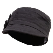 Women's Pleated Fleece Lining Hat - Black OSFM
