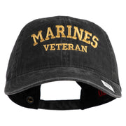 Marines Veteran Embroidered Washed Pigment Dyed Cotton Brass Buckle Cap