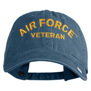 Air Force Veteran Text Embroidered Washed Solid Pigment Dyed Cotton Twill Brass Buckle Cap - Navy OSFM