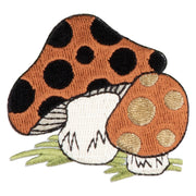 Polka Dots Mushrooms Iron On Patch - Brown OSFM