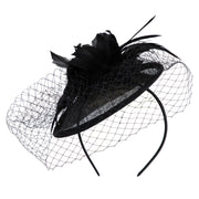 Women's Feather and Veil Fascinator - Black OSFM