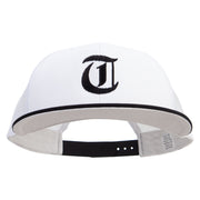 Old English T Embroidered Big Size Premium Flat Bill Trucker Cap - Black-White XL-3XL
