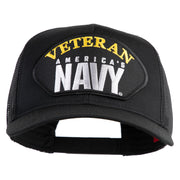 Veteran America's Navy Patched Solid Cotton Twill Mesh Prostyle Cap - Black OSFM