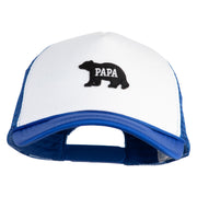 Papa Bear Black Patched Summer Foam Mesh Trucker Cap - Royal White OSFM