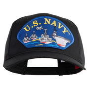 U.S. Navy Ships Blue Patched Solid Cotton Twill Mesh Prostyle Cap - Black OSFM