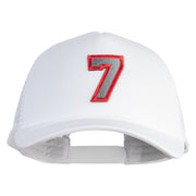 Number 7 Patched Summer Foam Mesh Trucker Cap - White OSFM