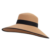 Women's Paper Poly Braid Grosgrain Ribbon Hat - Bronze OSFM