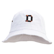 Scotch Tape Letter D Embroidered Big Size Washed Hat - White XL-2XL