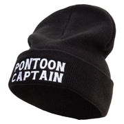 Pontoon Captain Embroidered Big Size Acrylic Long Beanie - Black XL-3XL