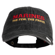 Marines The Few The Proud Embroidered Washed Solid Pigment Dyed Cotton Twill Brass Buckle Cap - Black OSFM